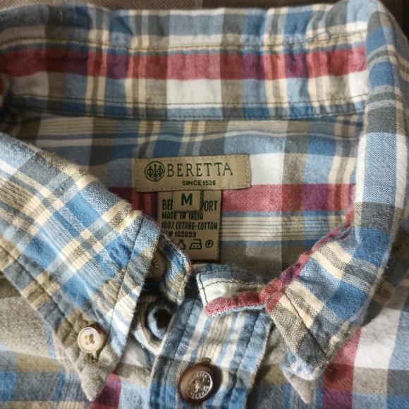Men's Beretta Classic Plaid Button-Down Shirt‎ M - Picture 6 of 6